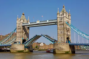 Tower Bridge raised on the River Thames, London Tower Bridge raised on the River Thames, London