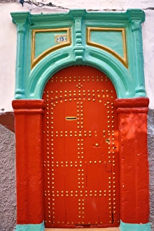 Traditional door in the street in the Medina of Rabat, Morocco Traditional door in the street in the Medina of Rabat, Morocco