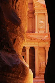 View of the Treasury, Al-Khazneh, from the Siq, Petra, Jordan View of the Treasury, Al-Khazneh, from the Siq, Petra, Jordan