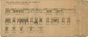 GWR Exeter Station Print - 1912 Elevations and Sections