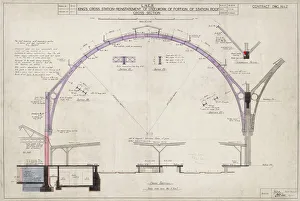 Kings Cross. London North Eastern Railway. Reinstatement of steelwork of portion of Kings Cross. London North Eastern Railway. Reinstatement of steelwork of portion of