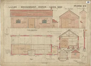 LSWR BROCKENHURST STATION GOODS SHED SECTION PLAN AND ELEVATION LSWR BROCKENHURST STATION GOODS SHED SECTION PLAN AND ELEVATION