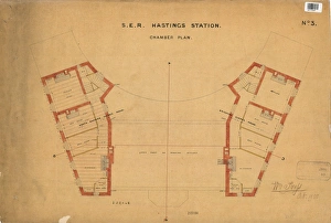British Railway History Prints: S. E. R Hastings Station - Chamber Plan [1850]