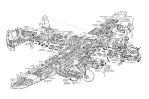 Avro 683 Lancaster Bomber Cutaway Drawing Print