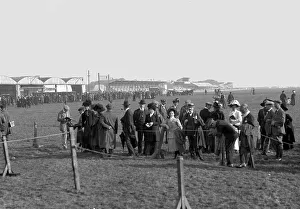 Crowds inspect the aircraft attending the Flying Meeting at Winter Gardens Flying Ground Crowds inspect the aircraft attending the Flying Meeting at Winter Gardens Flying Ground