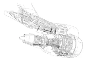 Boeing 747 Prints: GE CF6 747 Pylon Cutaway Print