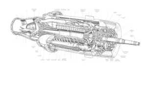 Prints of Armstrong Siddeley Python Cutaway Drawing Aero Engines - Piston Cutaway Prints: Armstrong Siddeley Python Cutaway Drawing Print