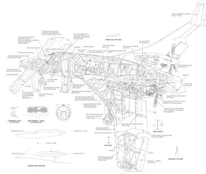 Aviation Cutaway Prints: Beech Starship 1 Cutaway Drawing Print
