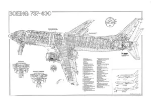 Boeing Cutaway Prints: Boeing 737-400 Cutaway Print