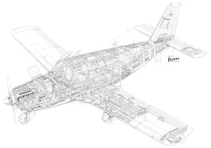 Aviation Cutaway Prints: Piper Cherokee PA-32 Six Cutaway Print