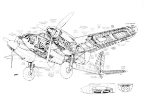 Aviation Cutaway Prints: DH Mosquito NF11 Cutaway Print