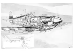 Spitfire Prints: Supermarine Spitfire Cutaway Drawing Print