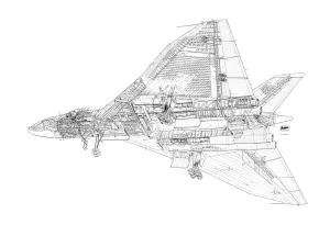 Vulcan Bomber Prints: Avro Vulcan B1 Cutaway Drawing Print
