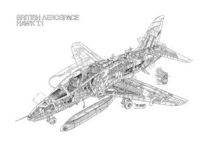 Aviation Cutaway Prints: BAe Hawk T1 Cutaway Drawing Print
