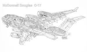 Aviation Cutaway Prints: Boeing C-17 Globemaster III Cutaway Drawing Print