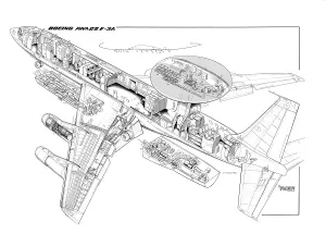 Aviation Cutaway Prints: Boeing E-3A AWACS Cutaway Drawing Print