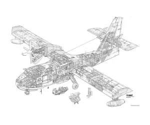 Aviation Cutaway Prints: Canadair CL415 Cutaway Drawing Print