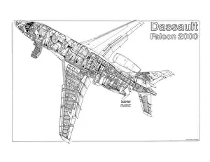 Dassault Falcon 2000 Cutaway Drawing Print