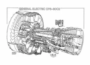 Images Dated 14th July 2005: GE CF6-80C2 Cutaway Drawing