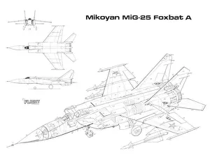 Mikoyan MIG 25 Foxbat A Cutaway Drawing Mikoyan MIG 25 Foxbat A Cutaway Drawing
