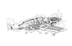 North American P-51A Mustang Cutaway Drawing Print