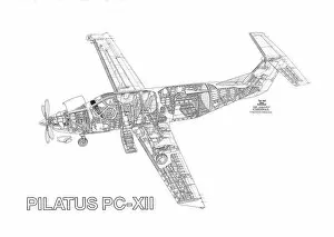 Images Dated 14th July 2005: Pilatus PC-12 Cutaway Drawing