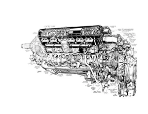 Rolls Royce Merlin XX Cutaway Drawing