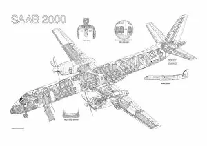 Images Dated 14th July 2005: Saab 2000 Cutaway Drawing