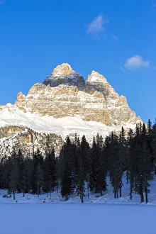 3 Zinnen, Tre Cime Di Lavaredo and snowy landscape, Dolomites Alps, Italy 3 Zinnen, Tre Cime Di Lavaredo and snowy landscape, Dolomites Alps, Italy