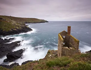Abandoned tin mine engine house on the clifftops at Botallack near St Just, Cornwall Abandoned tin mine engine house on the clifftops at Botallack near St Just, Cornwall