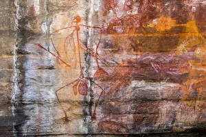 Aboriginal rock art depicting a Mimi Spirit at Ubirr, Kakadu National Park Aboriginal rock art depicting a Mimi Spirit at Ubirr, Kakadu National Park