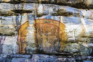 Aboriginal rock art depicting the Rainbow Serpent, an important creation ancestor Aboriginal rock art depicting the Rainbow Serpent, an important creation ancestor