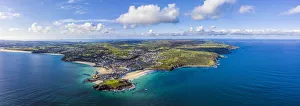 Aerial panoramic view of St. Ives, Cornwall, England Aerial panoramic view of St. Ives, Cornwall, England