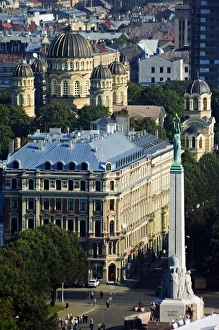 Aerial View of the Liberty Monument of Milda with the three stars Aerial View of the Liberty Monument of Milda with the three stars