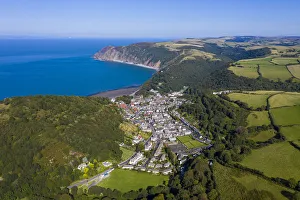 Aerial view of Lynton, Emoor National Park, North Devon, England Aerial view of Lynton, Emoor National Park, North Devon, England