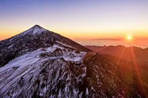 Aerial view of mount Teide and the Pico Viejo at sunrise Aerial view of mount Teide and the Pico Viejo at sunrise