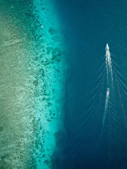 Aerial view of Sea, Gili Air, Gili Islands, Lombok Region, Indonesia Aerial view of Sea, Gili Air, Gili Islands, Lombok Region, Indonesia
