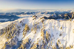 Aerial view of snow capped Torrione del Pertusio and Monti Lariani, Lake Como Aerial view of snow capped Torrione del Pertusio and Monti Lariani, Lake Como