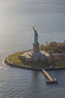Aerial view over the Statue of Liberty, Manhattan, New York City, USA Aerial view over the Statue of Liberty, Manhattan, New York City, USA