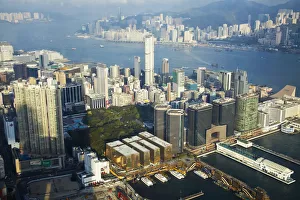 Aerial view of Tsim Sha Tsui from Sky 100 observation deck in ICC (International Commerce Aerial view of Tsim Sha Tsui from Sky 100 observation deck in ICC (International Commerce