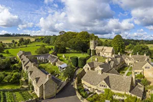 Aerial view over the village of Upper Slaughter in the Cotswolds, Gloustershire, England Aerial view over the village of Upper Slaughter in the Cotswolds, Gloustershire, England