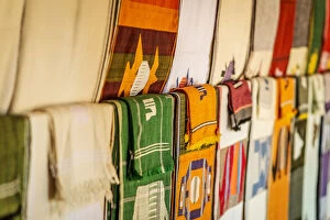 Abomey Collection: Africa, Benin, Abomey. Woven tablecloths in the craftshops of Abomey