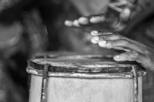 Africa, Benin, Porto Novo, Ajara. A drum player Africa, Benin, Porto Novo, Ajara. A drum player
