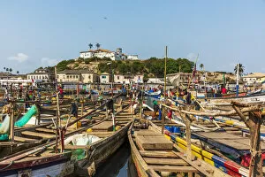 Related Images Collection: Africa, Ghana, Elmina harbour. traditional wooden fishing boats