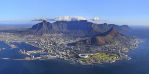 Cape Town Prints: Aerial View of Cape Town and Table Mountain Print