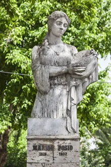Albania, Vlora, statue of Marigo Posio, teacher and creator of the modern Albanian flag Albania, Vlora, statue of Marigo Posio, teacher and creator of the modern Albanian flag