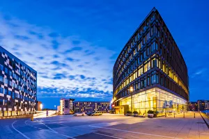 Aller Media building in Copenhagen by night, Denmark Aller Media building in Copenhagen by night, Denmark