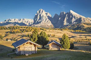 Alpe di Siusi with Mount Sassolungo and Mount Sassopiatto on yhe background, South tyrol Alpe di Siusi with Mount Sassolungo and Mount Sassopiatto on yhe background, South tyrol