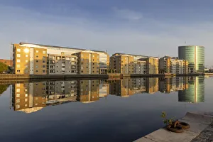 Apartments in Langelinie reflected in the Baltic sea, Copenhagen, Zealand, Denmark Apartments in Langelinie reflected in the Baltic sea, Copenhagen, Zealand, Denmark