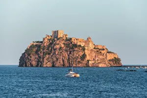 Aragonese Castle at sunset, Ischia island, Gulf of Naples, Naples province, Campania Aragonese Castle at sunset, Ischia island, Gulf of Naples, Naples province, Campania